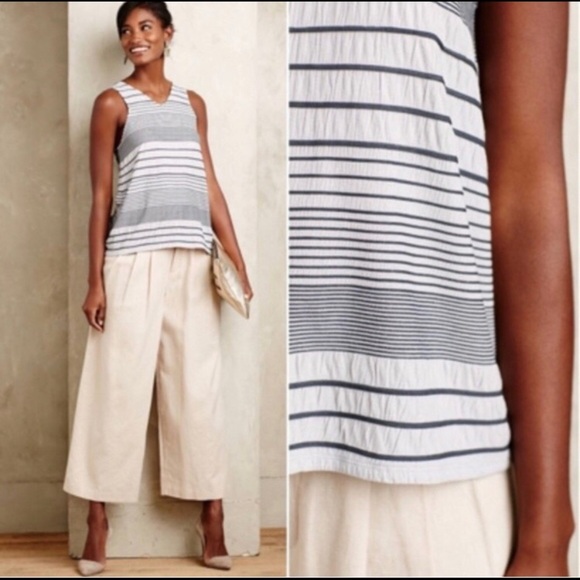 Deletta stacked stripe open back slit tank top S - Picture 3 of 5